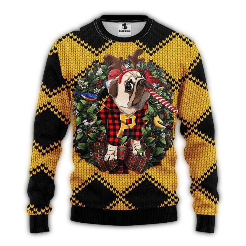 Bulldog Pirate Wreath Christmas Ugly Sweater for Festive Fun