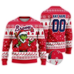 Personalized Atlanta Braves Grinch Christmas Sweatshirt For Fans