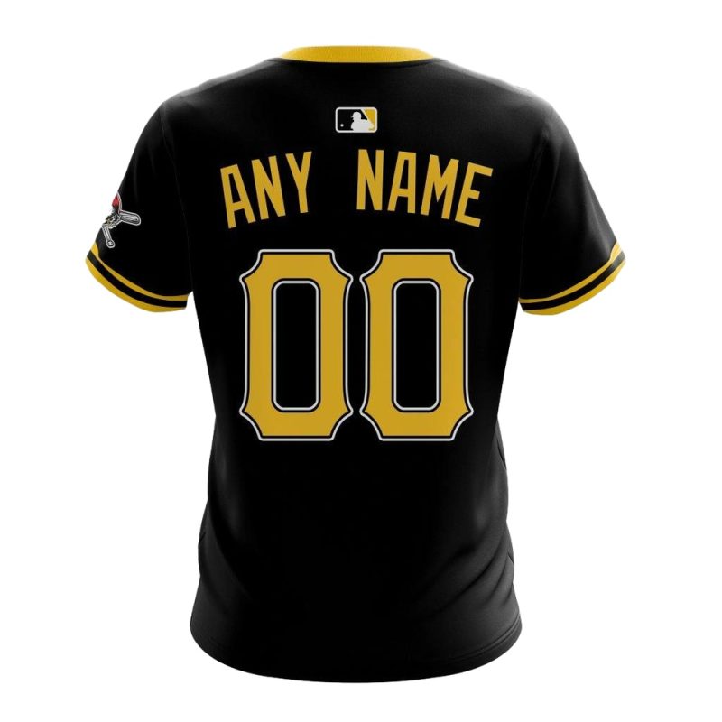 Personalized Name and Number Pittsburgh Pirates Logo In My Heart Black All-Over Print T-Shirt - Image 2