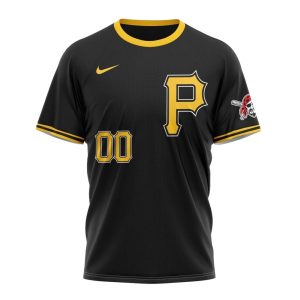 Personalized Name and Number Pittsburgh Pirates Logo In My Heart Black All-Over Print T-Shirt