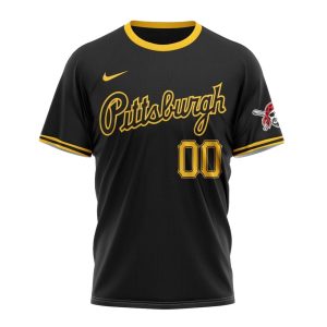 Personalized Name and Number Pittsburgh Pirates Logo Black All-Over Print T-Shirt