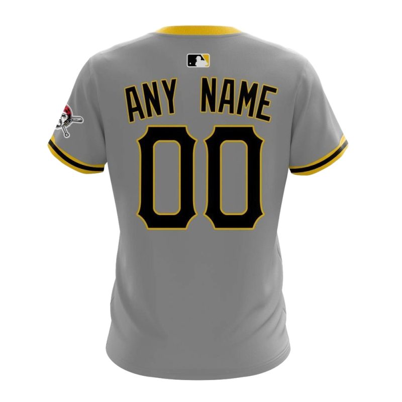 Personalized Name and Number Pittsburgh Pirates Logo In My Heart Gray All-Over Print T-Shirt - Image 2