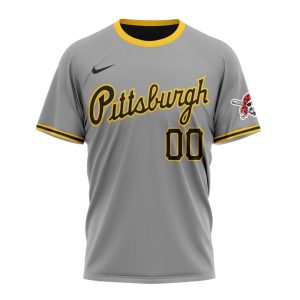 Personalized Name and Number Pittsburgh Pirates Logo In My Heart Gray All-Over Print T-Shirt