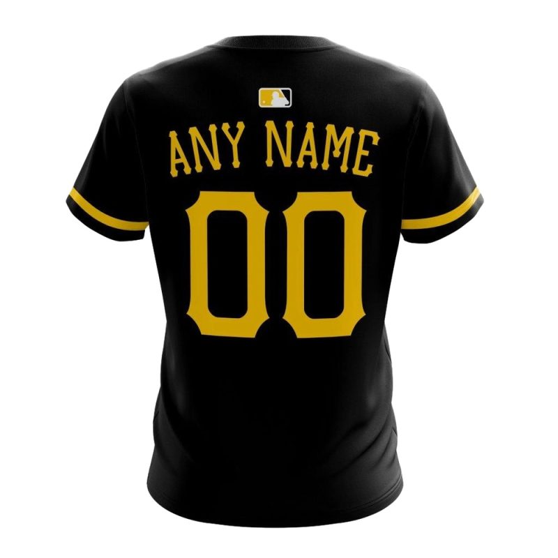 Personalized Name and Number Pittsburgh Pirates Black All-Over Print T-Shirt - Image 2