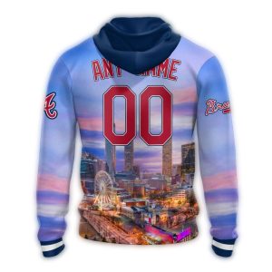 Custom Atlanta Braves Cityscape All-Over Print Hoodie For Fans