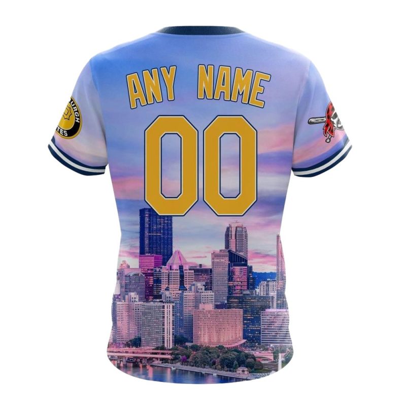 Personalized Name and Number Pittsburgh Pirates Special Cityscape All-Over Print T-Shirt - Image 2