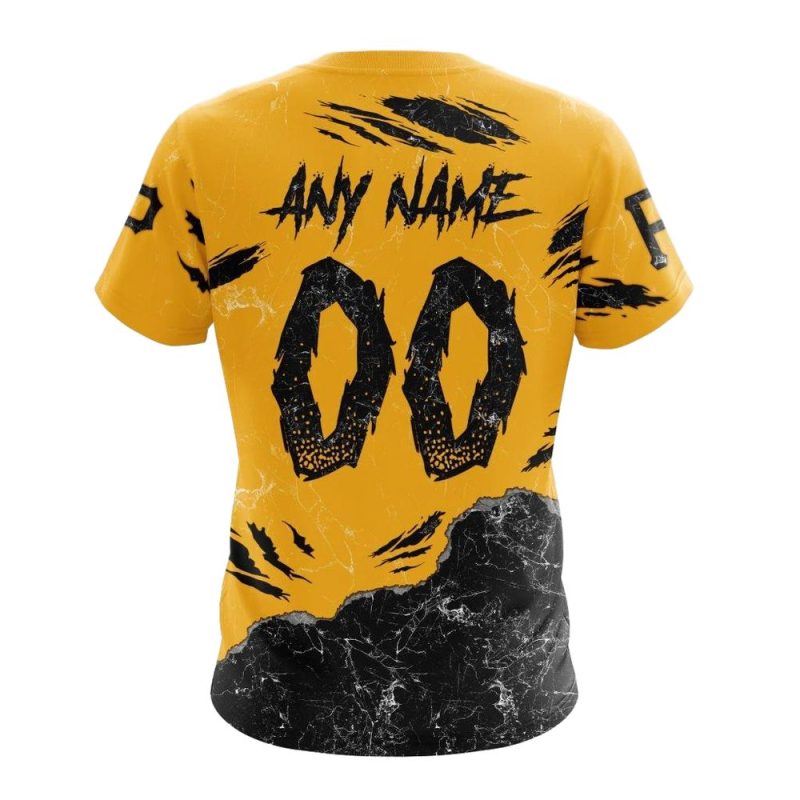 Personalized Name and Number Pittsburgh Pirates Jack O Lantern Halloween All-Over Print T-Shirt - Image 2