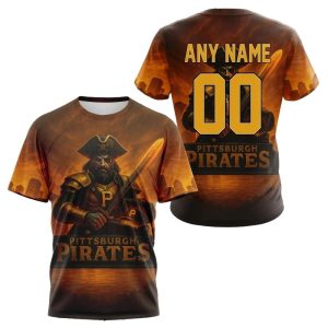 Personalized Name and Number Pittsburgh Pirates Dawn Beach All-Over Print T-Shirt