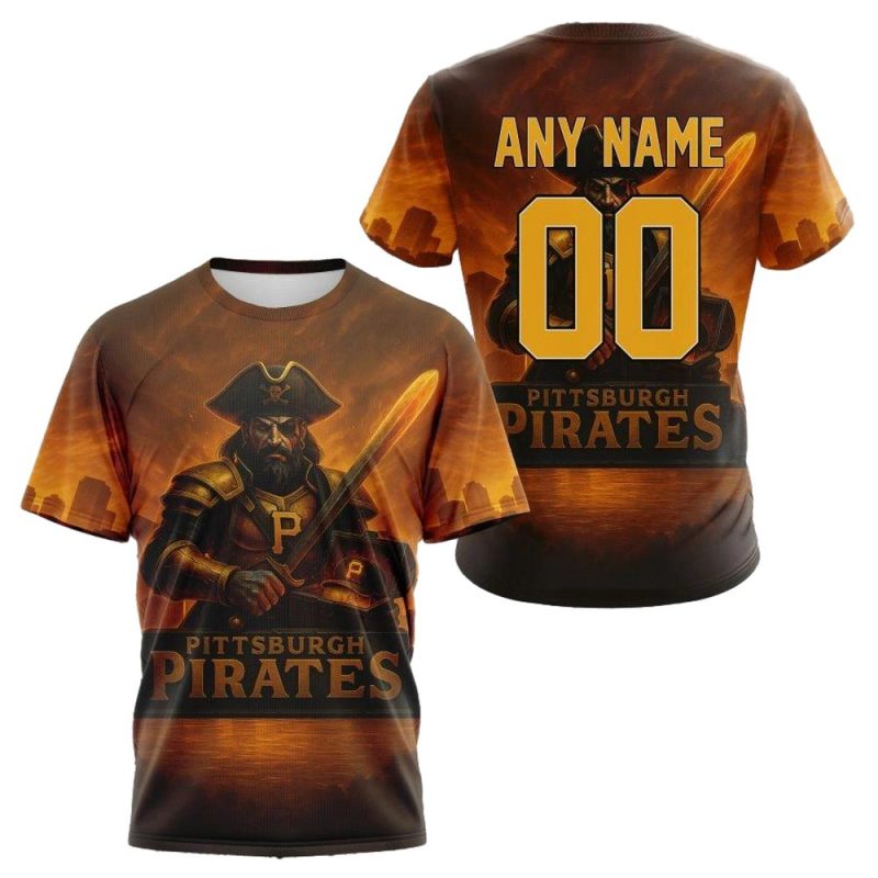 Personalized Name and Number Pittsburgh Pirates Dawn Beach All-Over Print T-Shirt