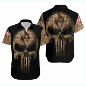 Unisex Camouflage Skull St. Louis Cardinals American Flag Hawaiian Shirt