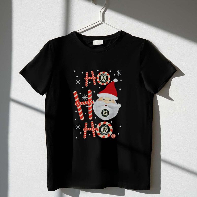 Candy Cane Santa Ho Ho Ho Xmas Oakland Athletics Fans T Shirt t shirt 1 1