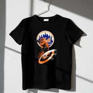 Captain America & New York Mets Crossover Emblem T-Shirt For Fans