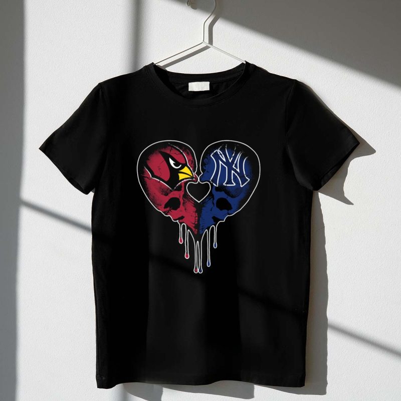 Cardinals Yankees Heart Shaped Skull Fusion T Shirt t shirt 1 1