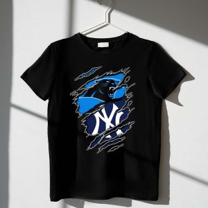 Carolina Panthers & New York Yankees Claw Marks Fusion T-Shirt