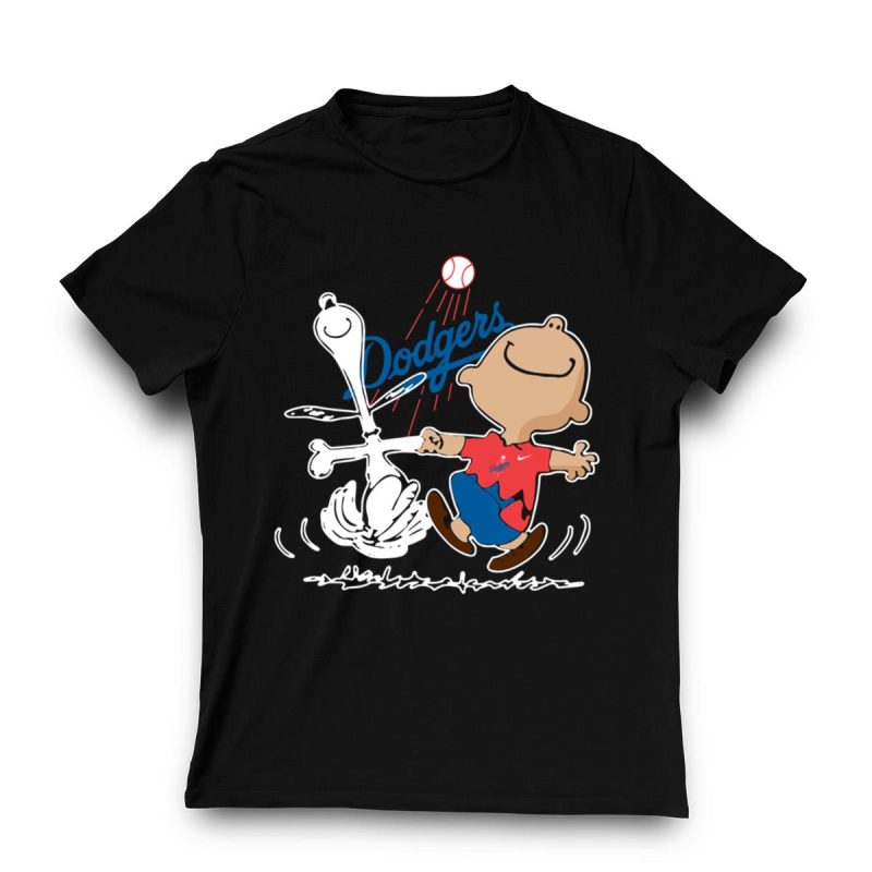 Snoopy Charlie Brown Los Angeles Dodgers T-Shirt for Fans - Image 3