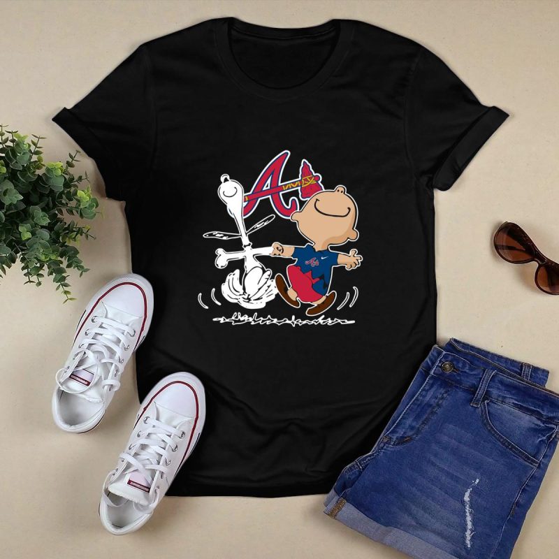 Charlie Brown & Snoopy Atlanta Braves T-Shirt For Fans - Image 5