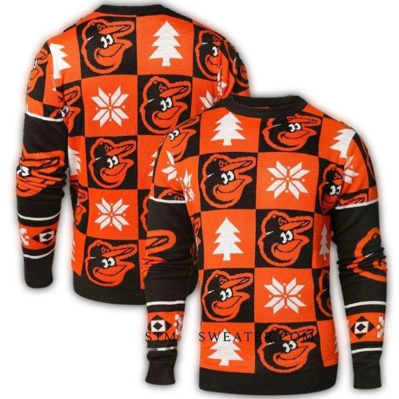 Checkerboard Logo Baltimore Orioles Christmas Ugly Sweater 1