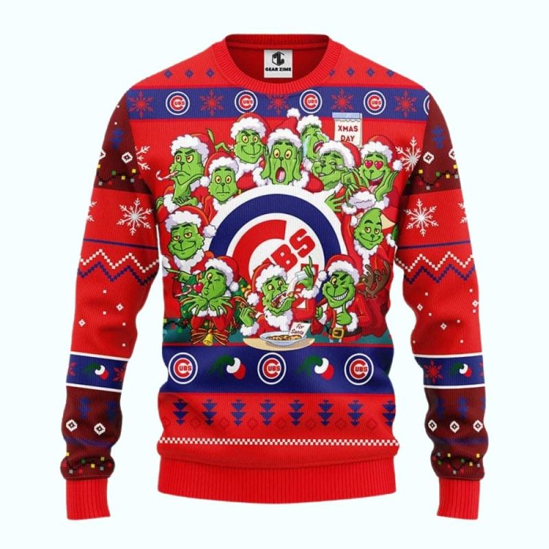 Chicago Cubs 12 Grinch Xmas Day Funny Ugly Sweater