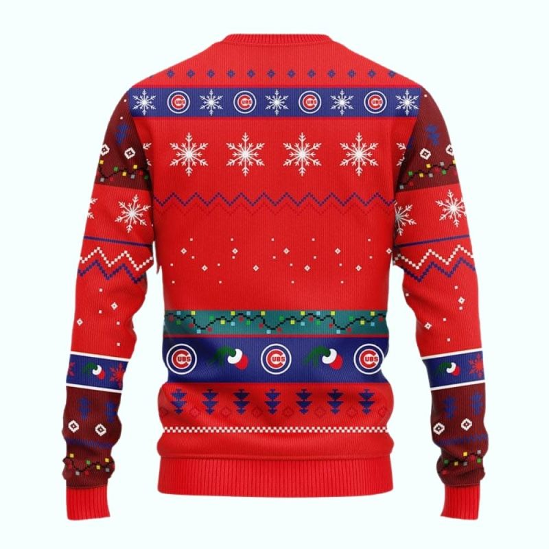 Chicago Cubs 12 Grinch Xmas Day Funny Ugly Sweater - Image 2