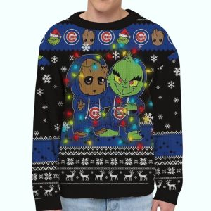 Chicago Cubs Baby Groot And Grinch Best Friends Ugly Sweater