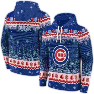 Chicago Cubs Holiday Trees All Over Print Hoodie For Fans