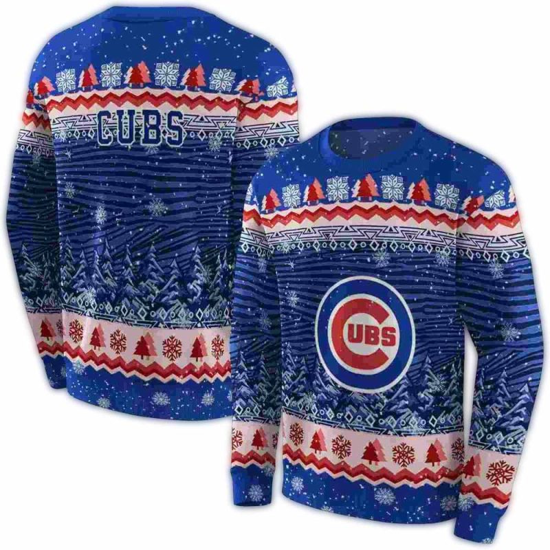 Chicago Cubs Christmas Trees AOP Sweatshirt 1