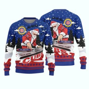 Chicago Cubs DJ Santa Ugly Christmas Sweater Ugly Sweater