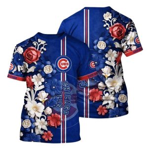 Chicago Cubs Floral All-Over Print T-Shirt - Stylish Fan Apparel