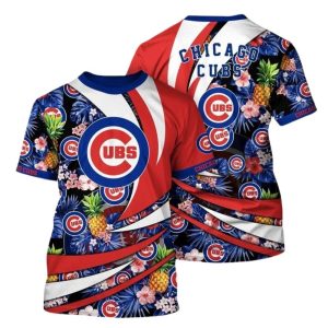 Chicago Cubs Floral Pineapple All Over Print T-Shirt for Fans