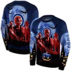 Chicago Cubs Halloween Horror Vibes All Over Print Sweatshirt