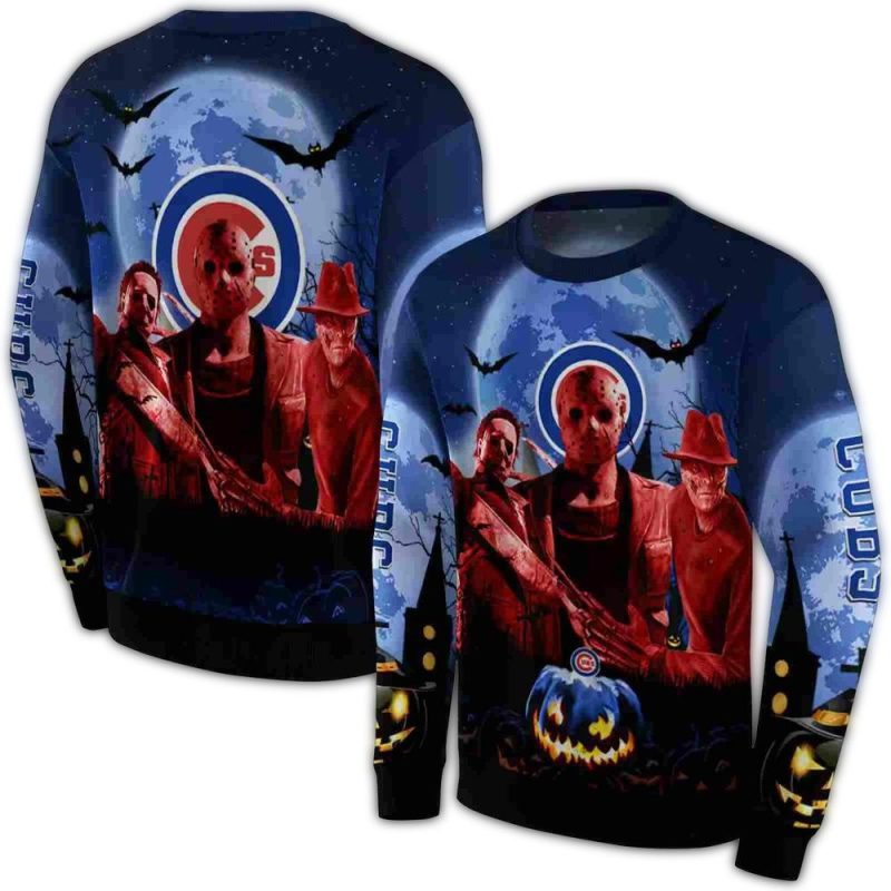 Chicago Cubs Friends Horror Halloween Vibes AOP Sweatshirt 1