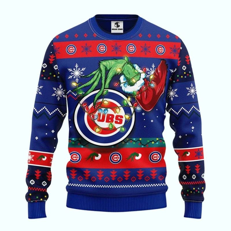 Chicago Cubs Grinch Merry Christmas Light Ugly Sweater