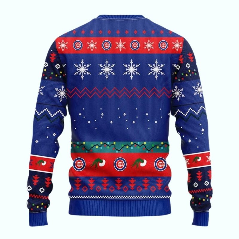 Chicago Cubs Grinch Merry Christmas Light Ugly Sweater - Image 2