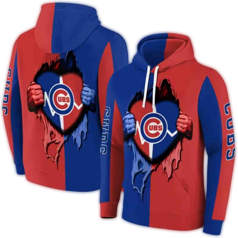 Chicago Cubs Heartbeat Graphic AOP Hoodie 1