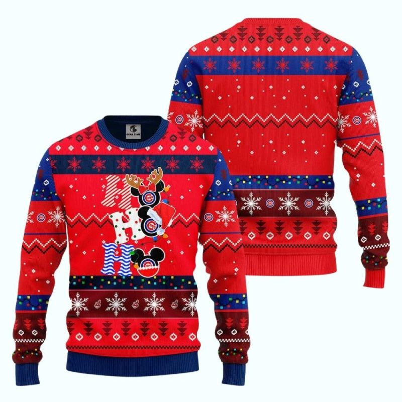 Chicago Cubs Hohoho Mickey Mouse Ugly Sweater - Image 3
