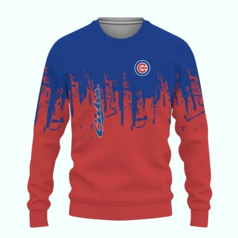 Chicago Cubs In My Heart Grunge Ugly Sweater