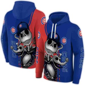 Chicago Cubs Jack Skellington All-Over Print Hoodie For Fans