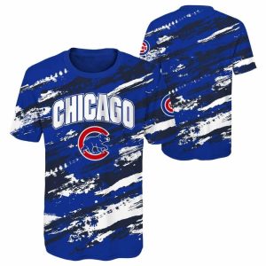 Chicago Cubs Grunge All Over Print T-Shirt for Fans and Collectors