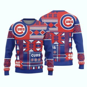 Chicago Cubs Logo Knitted Snowflakes Pattern Ugly Sweater