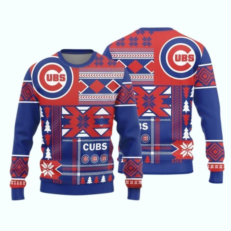Chicago Cubs Logo Knitted Snowflakes Pattern Ugly Sweater