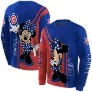 Chicago Cubs Minnie Mouse All-Over Print Sweatshirt For Fans