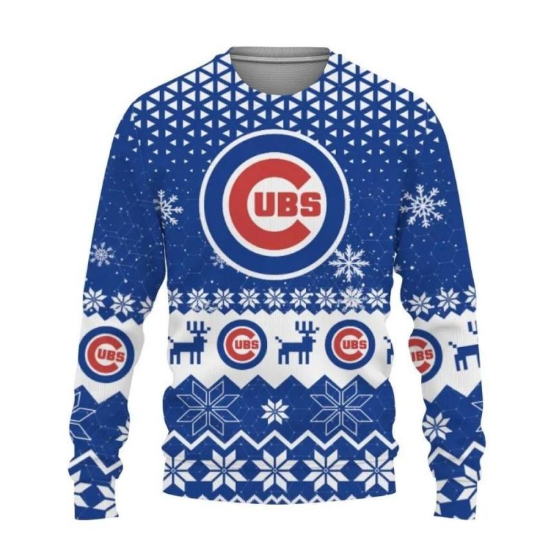 Chicago Cubs Pattern Christmas Ugly Sweater