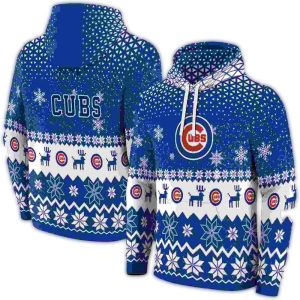 Chicago Cubs Reindeer Print Hoodie For Holiday Cheer