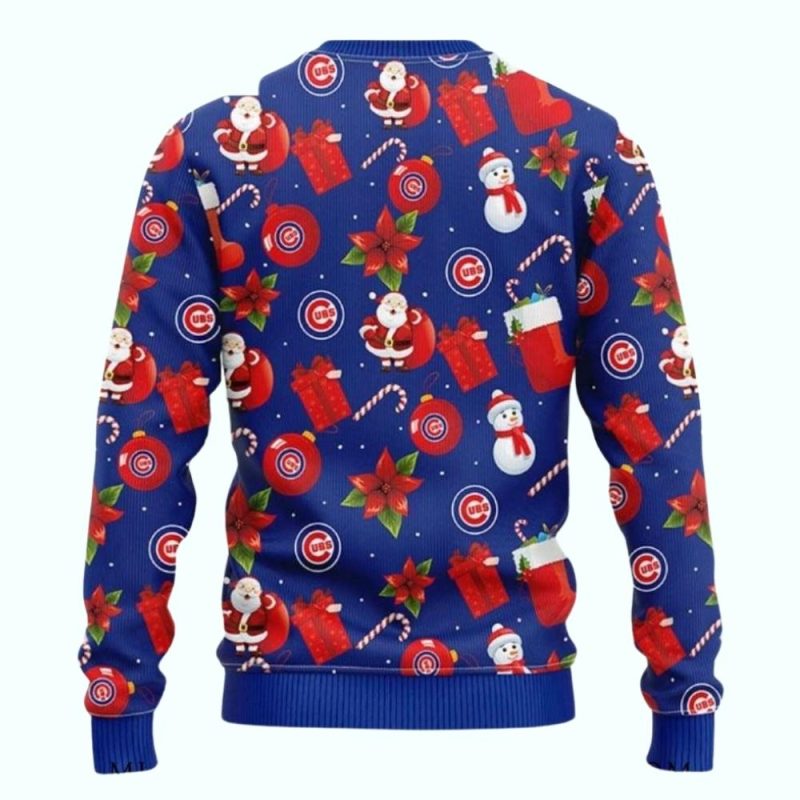 Chicago Cubs Santa Gift Box Pattern Holiday Ugly Sweater - Image 2