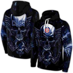 Chicago Cubs Skull Art All-Over Print Hoodie For Fans
