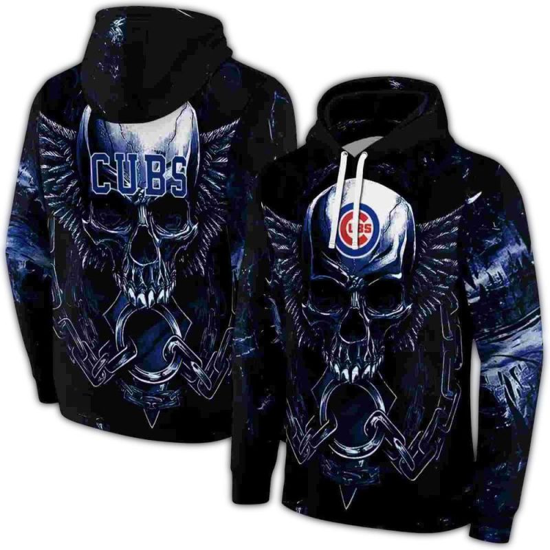 Chicago Cubs Skull Artwork AOP Hoodie 1