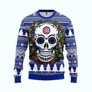 Chicago Cubs Skull Flower Ugly Sweater