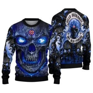 Chicago Cubs Skull Intensity Sweatshirt - Fun Ugly Holiday Sweater