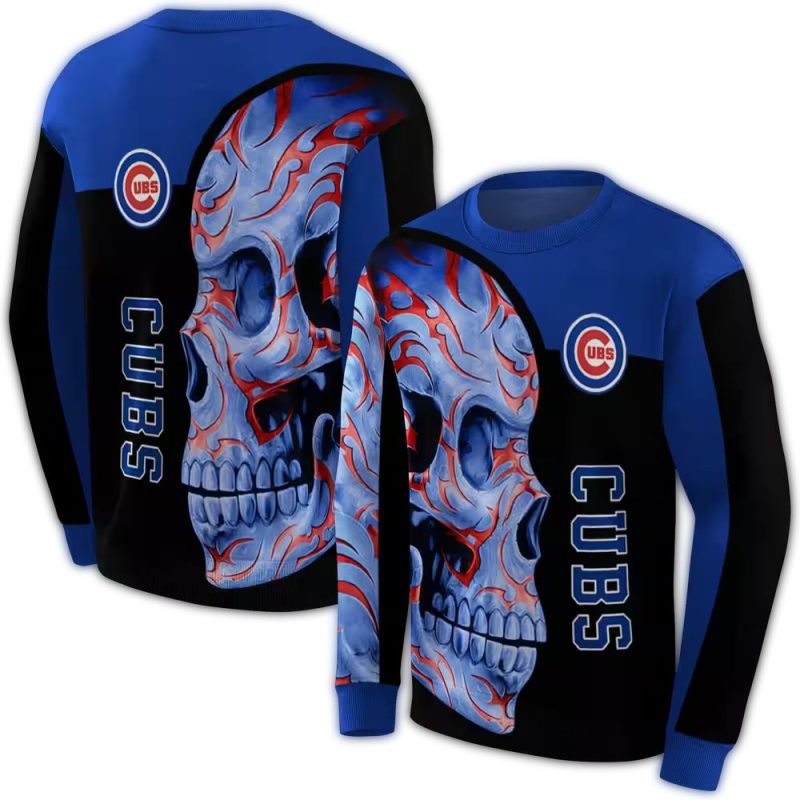 Chicago Cubs Skull Motif AOP Sweatshirt 1