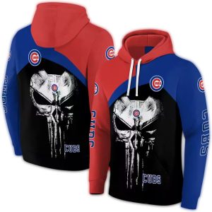 Chicago Cubs Skull Punisher Graphic Hoodie - All Over Print Design